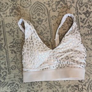 Fabletics Cream Leopard Sports Bra
